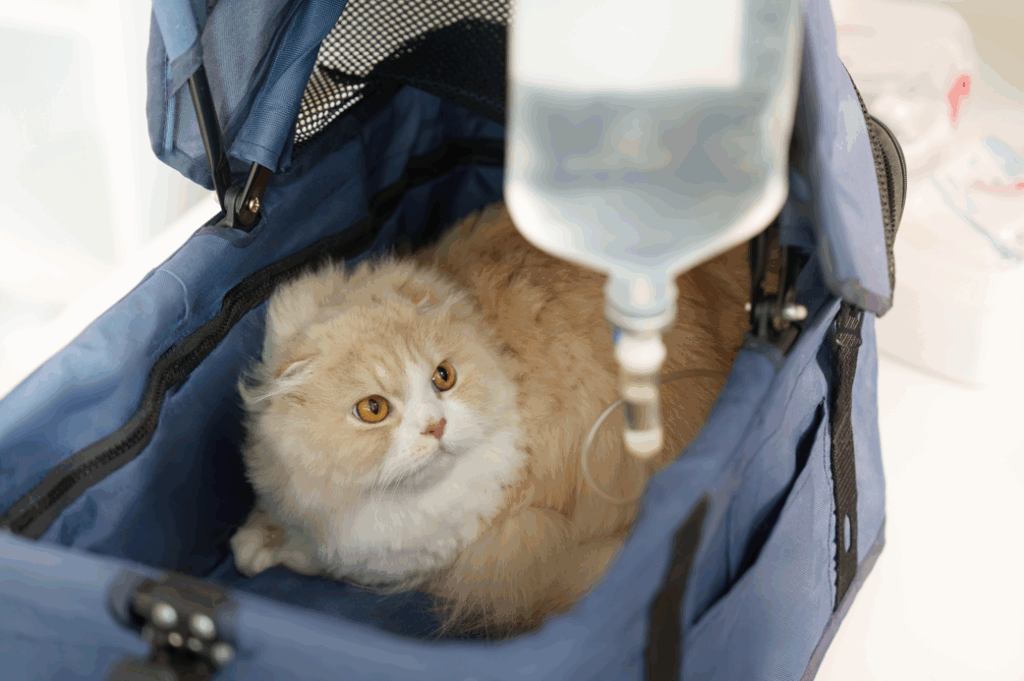 Cat receiving fluids